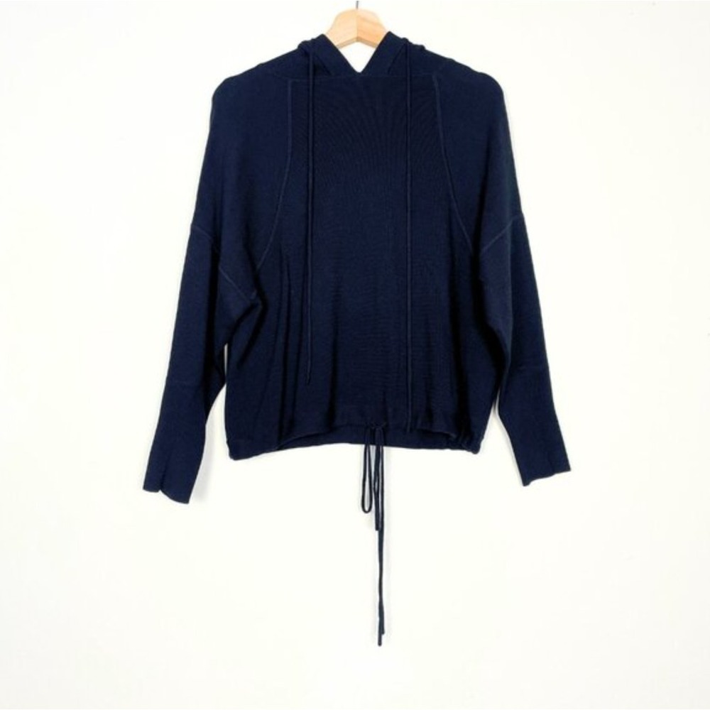 Judy Turner Black Hooded Drawstring Knit Sweater Size Large
